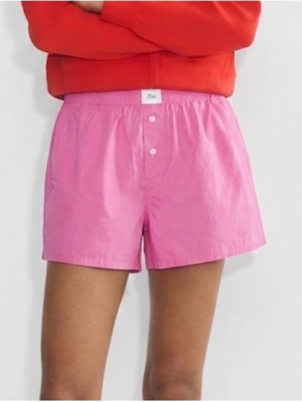 Aritzia Tna Sz M Daily Poplin Cotton Pink Boxer Casual Lounge Short